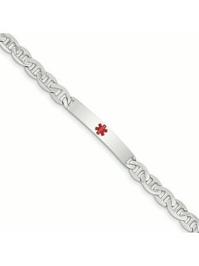 7.25 fabricants Standard prix de détail $140 Argent Sterling .925 8 mm Medical Alert ID Curb Link Bracelet